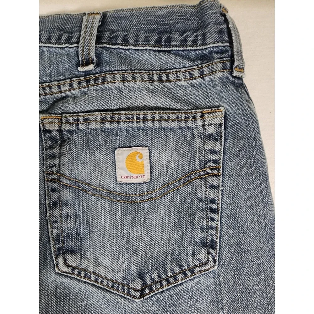 Carhartt Jeans Mens 40x34 Relaxed Fit Straight‎ Leg Denim Workwear Trashed Stain